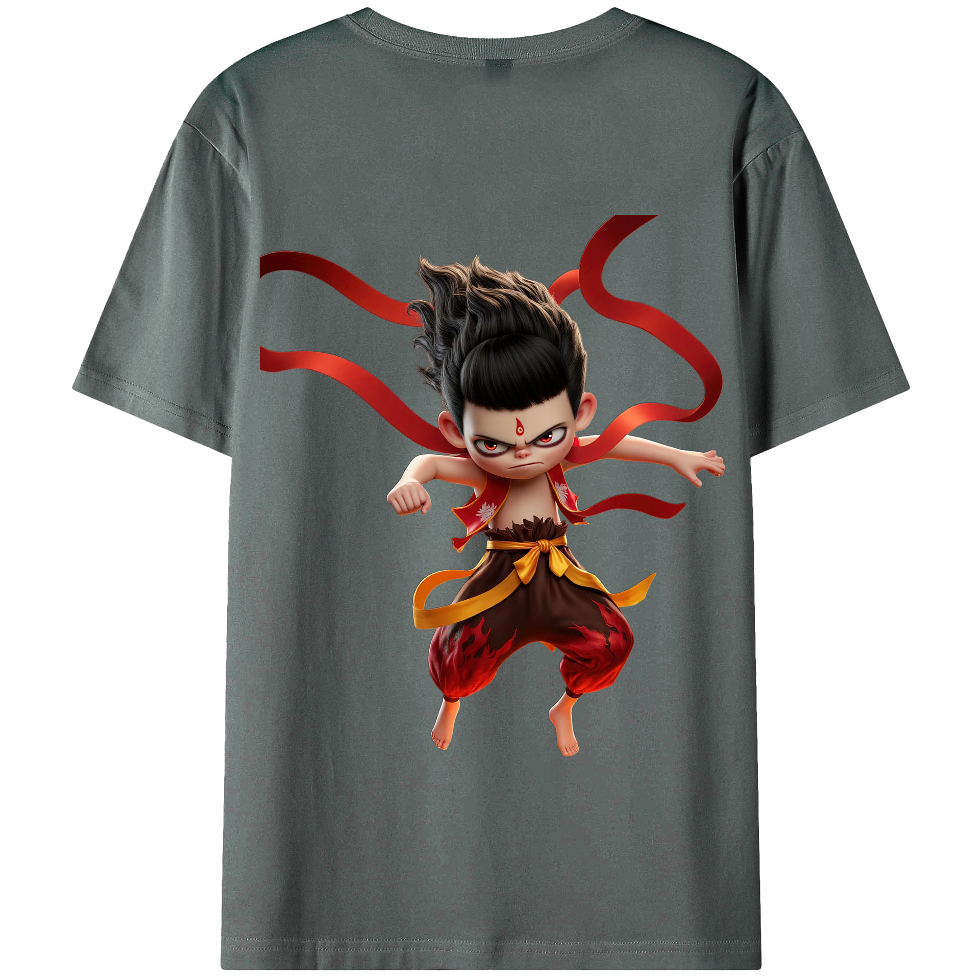 （画像用） Ne Zha 2 ナタ 魔童の大暴れ 綿100％半袖Tシャツ（背面プリント）